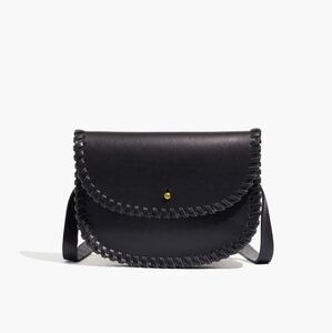Madewell The Whipstitch Belt Bag In Black Leather Gold Hardware
